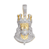 Jesus King Moissanite Pendant Gold Tone - 925 Sterling Silver